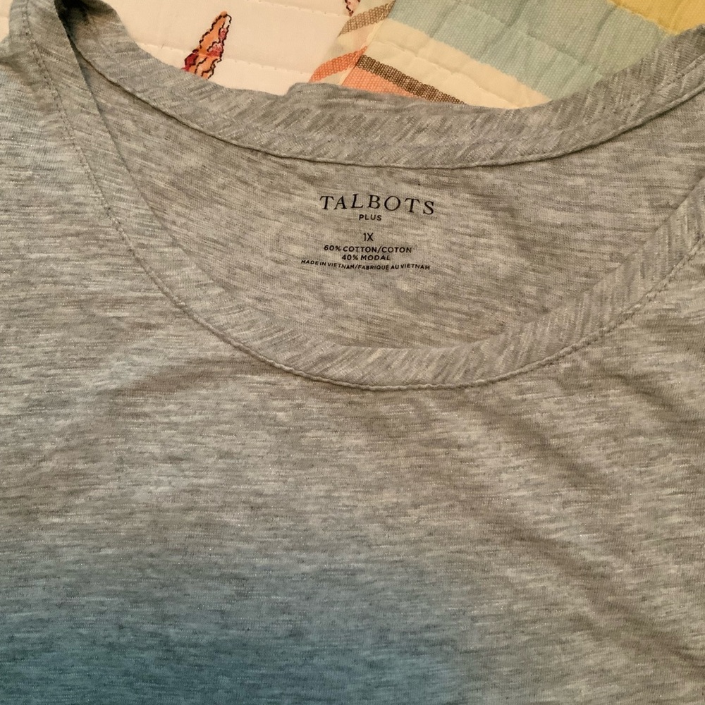 Talbots Gray Cuffed Sleeve Relaxed T-Shirt - Picture 2 of 2